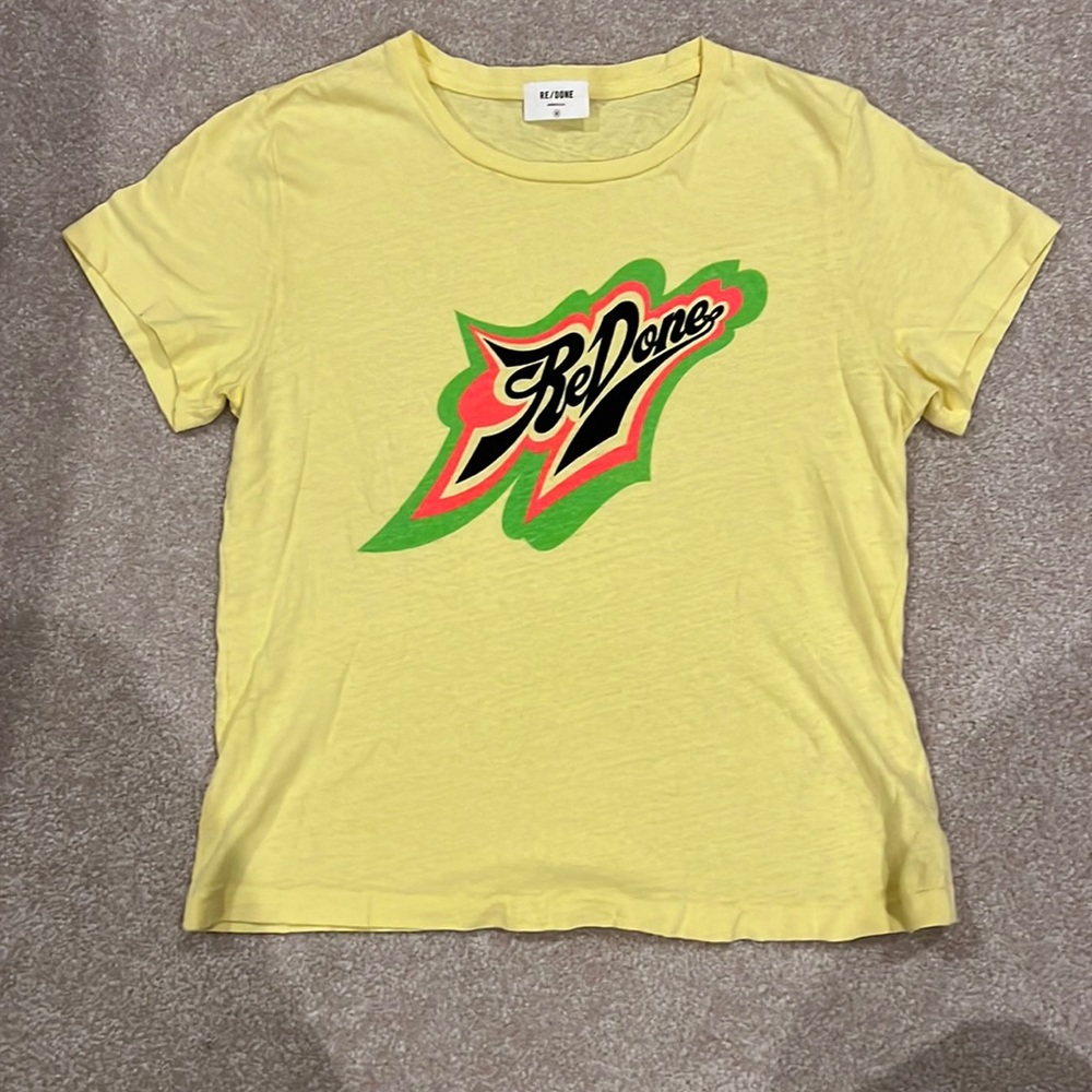 Womens RE/DONE yellow t-shirt sz.Xsmall